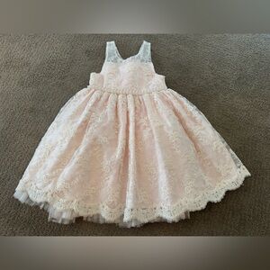 American Princess Blush Pink Lace Tulle Dress Girls Flower Girl Wedding Easter